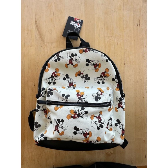 Bioworld Disney Mickey Mouse Print Mini Backpack White Brand New - Picture 1 of 8